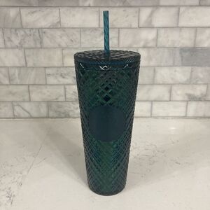 Starbucks 2021 Winter Holiday Studded Jeweled Tumbler Cold Cup 24 oz Dark Green